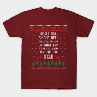 Single Bell, Christmas Ugly Sweater for Singles T-Shirt